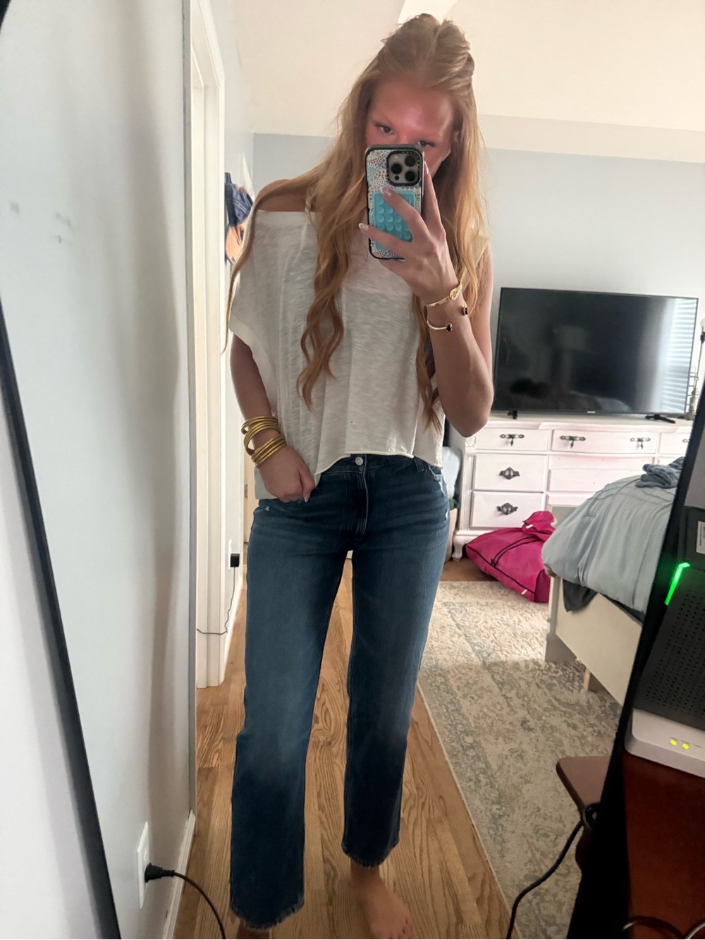 Maurices Mid-Rise Straight Leg Jeans - Dark Blue Wash